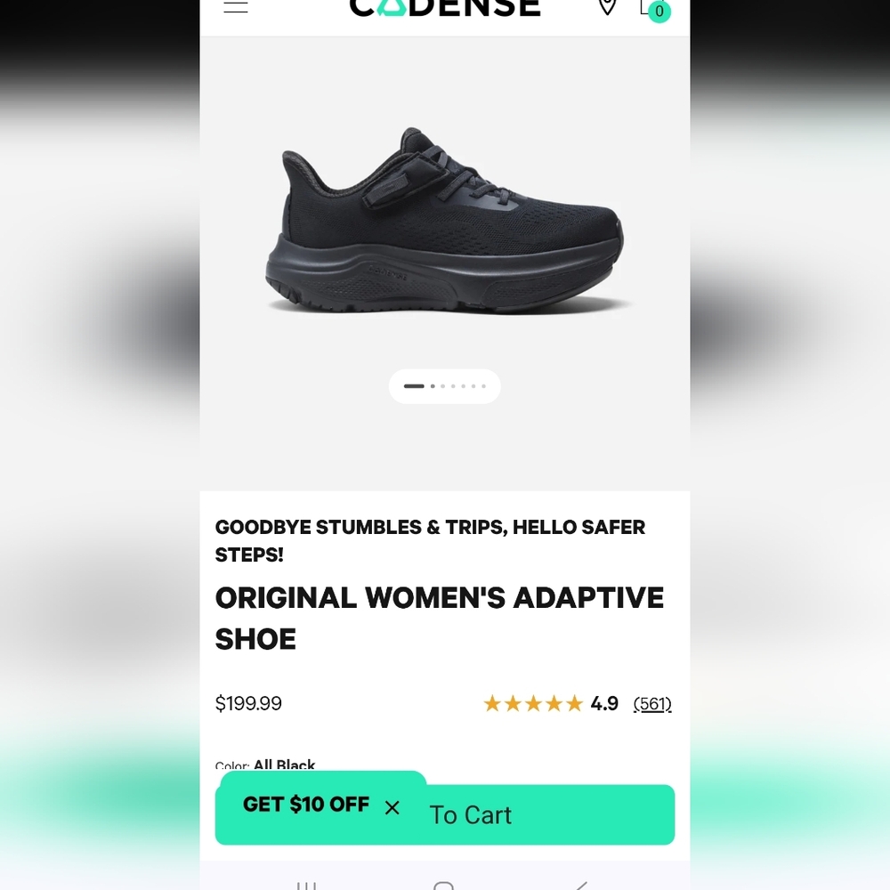 Cadense Women's Black Adaptive Shoe